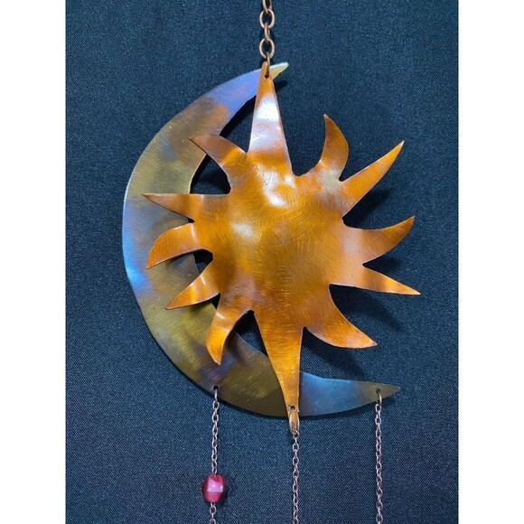 Stainless Steel Moon & Copper Sun Mobile by Succulent Metals Welded Artistry - Picture 3 of 5